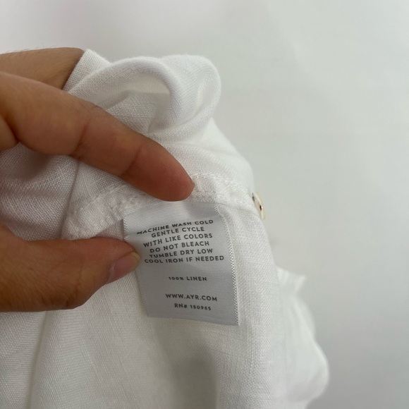 AYR Linen Button Up Crop Top Women's Size XL White Short Sleeve Minimalist - Picture 9 of 9